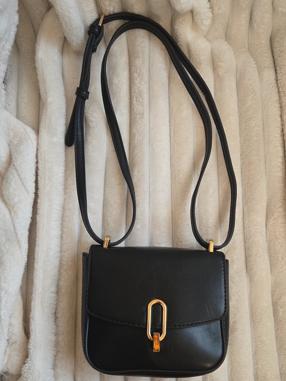 Classic Black Crossbody / Sholder Bag with Gold Accent